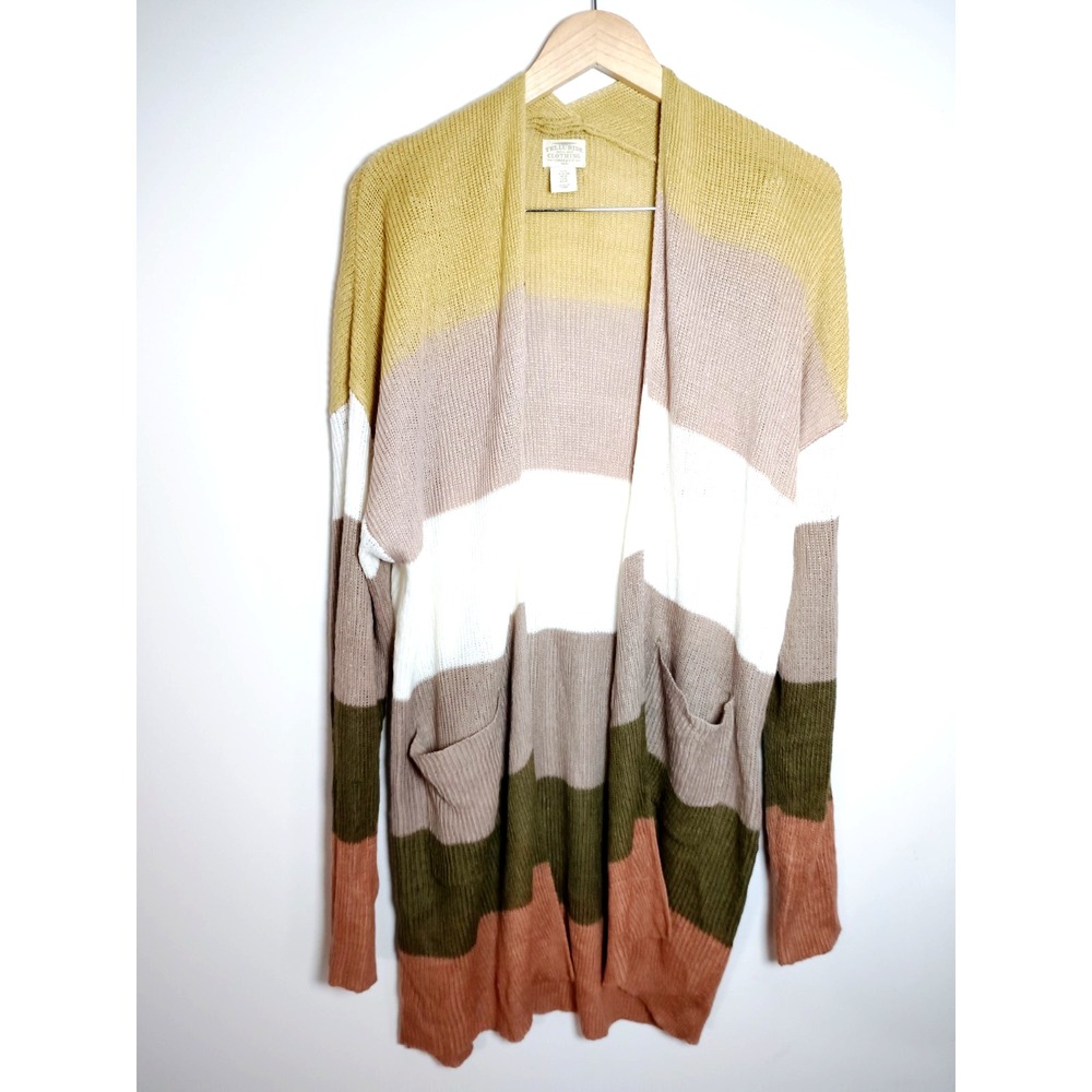 Women XL Color Block Open Front Lagun Duster Western Artsy Academia Y2K Cardigan - Picture 2 of 12